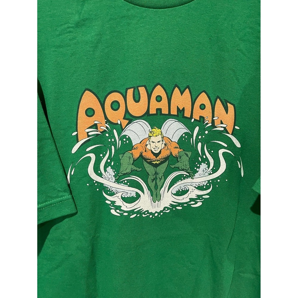 Y2K DC Comics Aquaman Spalsh Green Graphich Shirt Sz XL